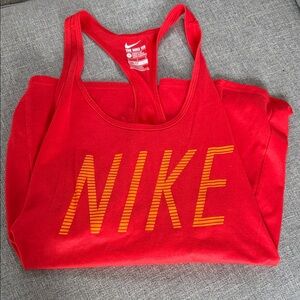 Nike Women's Red Tank Top with Orange Logo